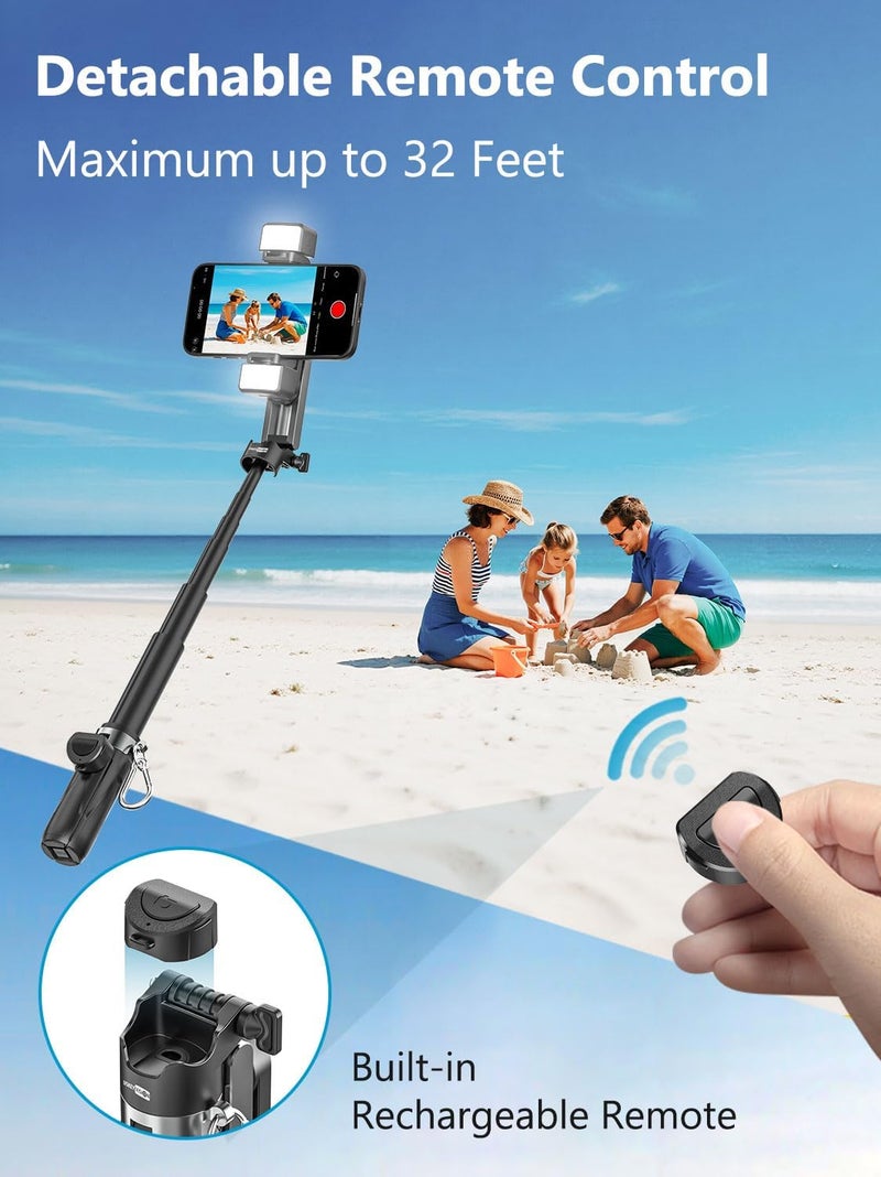 USKEYVISION Magnetic Pocket Selfie Stick for iPhone with Light for MagSafe 4 in 1 Portable Pocket Phone Tripod for iPhone & Android W/Rechargeable Remote, Removable Phone Clip, Video Recording(MPT-02) - Image 5